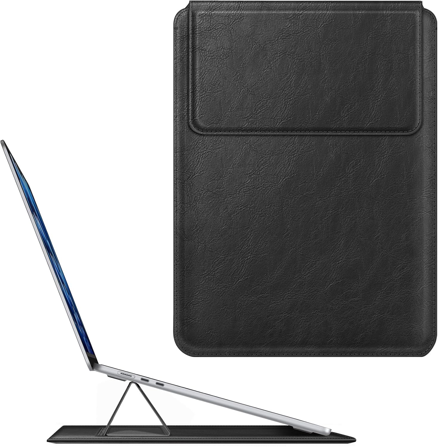 Fintie Sleeve Case for MacBook Air 15.3 M5 M4 M3 M2 A3448 A3241 A3114 A2941, MacBook Pro 16 A3428 A3429 A3403 A3186 A2991 A2485 A2780 A2141, Pro 15 A1707 A1990 - Slim Bag Cover with Stand (Brown)