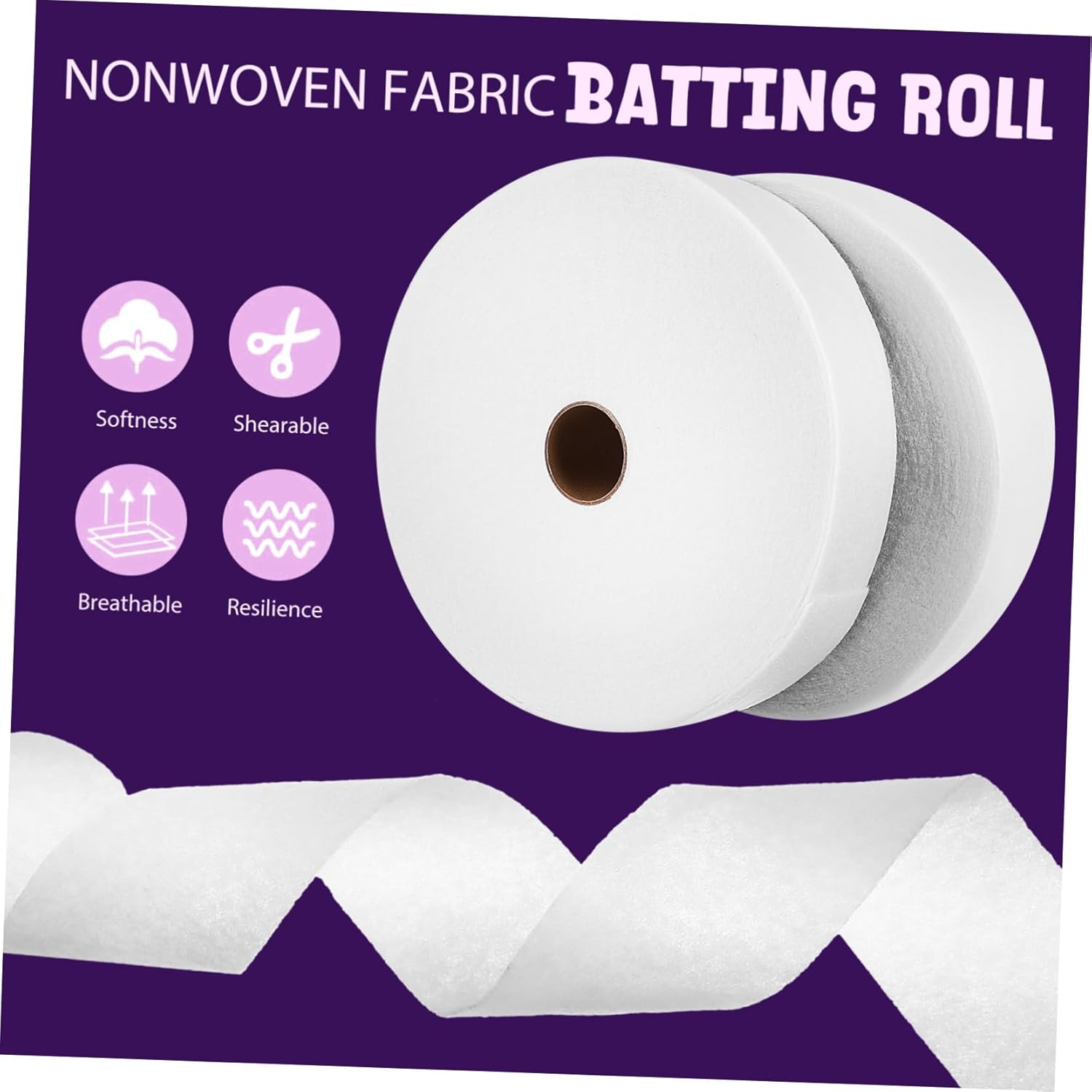 Angoily 2rolls Multi-Purpose Nonwoven Batting Quilting Fabric Microparticle Filtration Soft Airy for Soundproofing