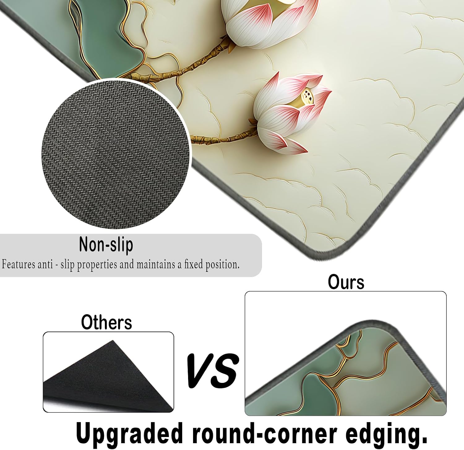  Golden Lotus Washer and Dryer Topper 23.6x19.7in Polyester Mat | Dryer cover top golden lotus protector mat laundry room home apartment dust (Lotus) thumbnail