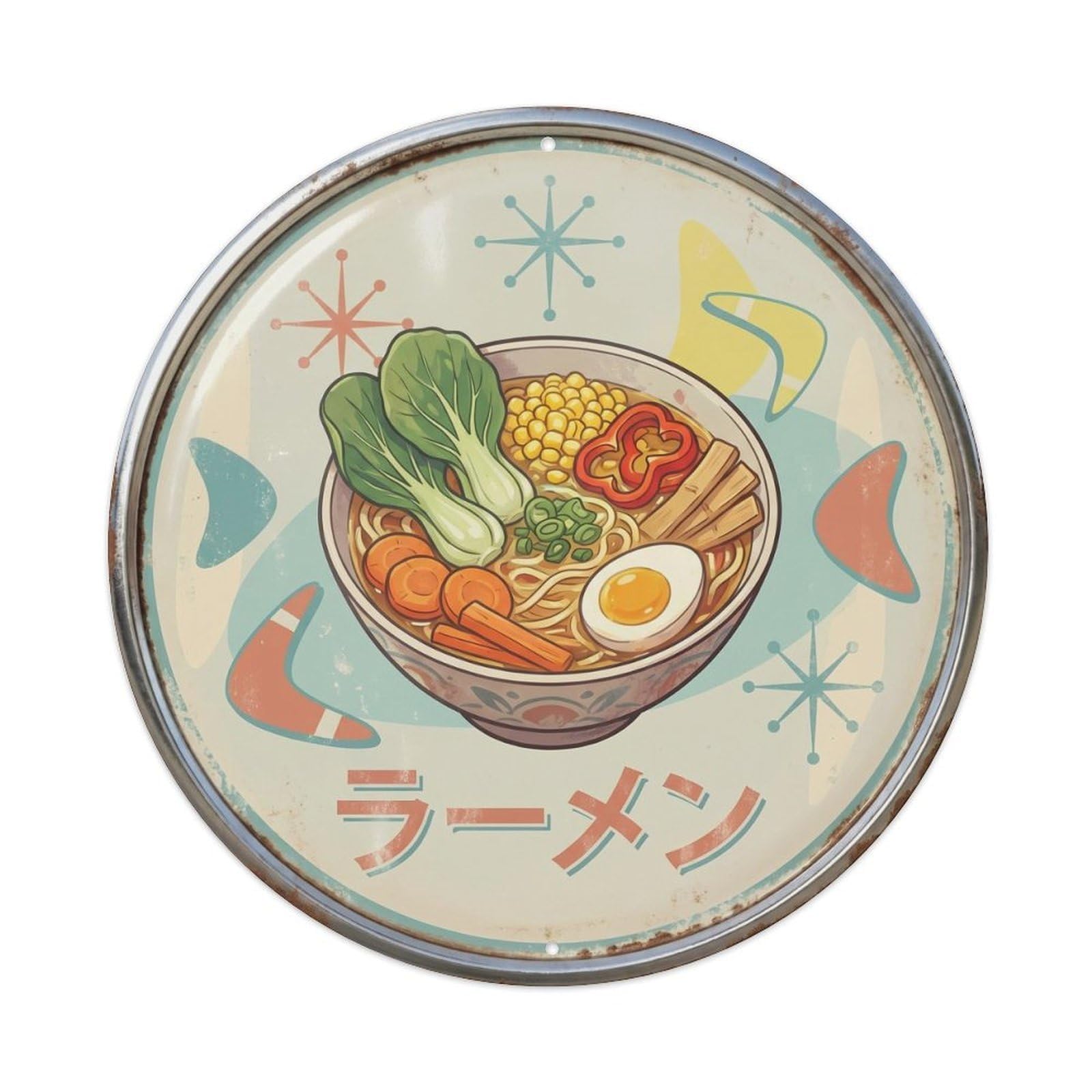 Cxhjca 8X8inch(20X20cm) Ramen Japanese Restaurant Kitchen Retro Cafe Noodles Metal Tin Sign