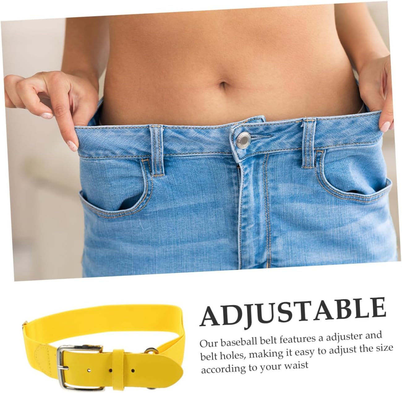 Baseball Belt for Men and Youth, Adjustable Elastic Imitation Leather Softball Belt, Outdoor Sports Girdle Suitable for Athletes and Students Random Color