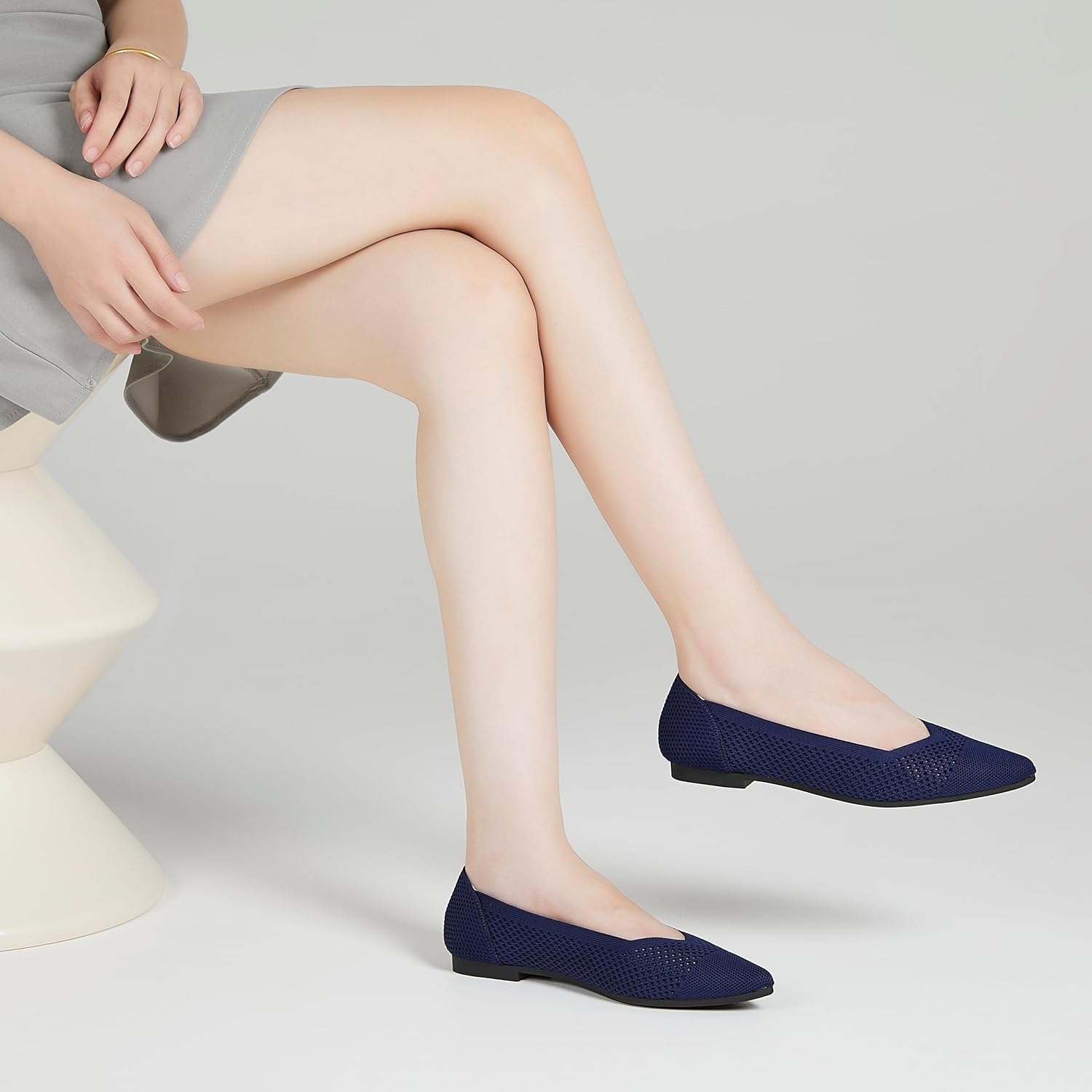 Ballet Flats Shoes for Women Knit Mesh Flats Shoes Womens Dressy Comfortable Pointed Toe Washable Slip On Flat - Image 5