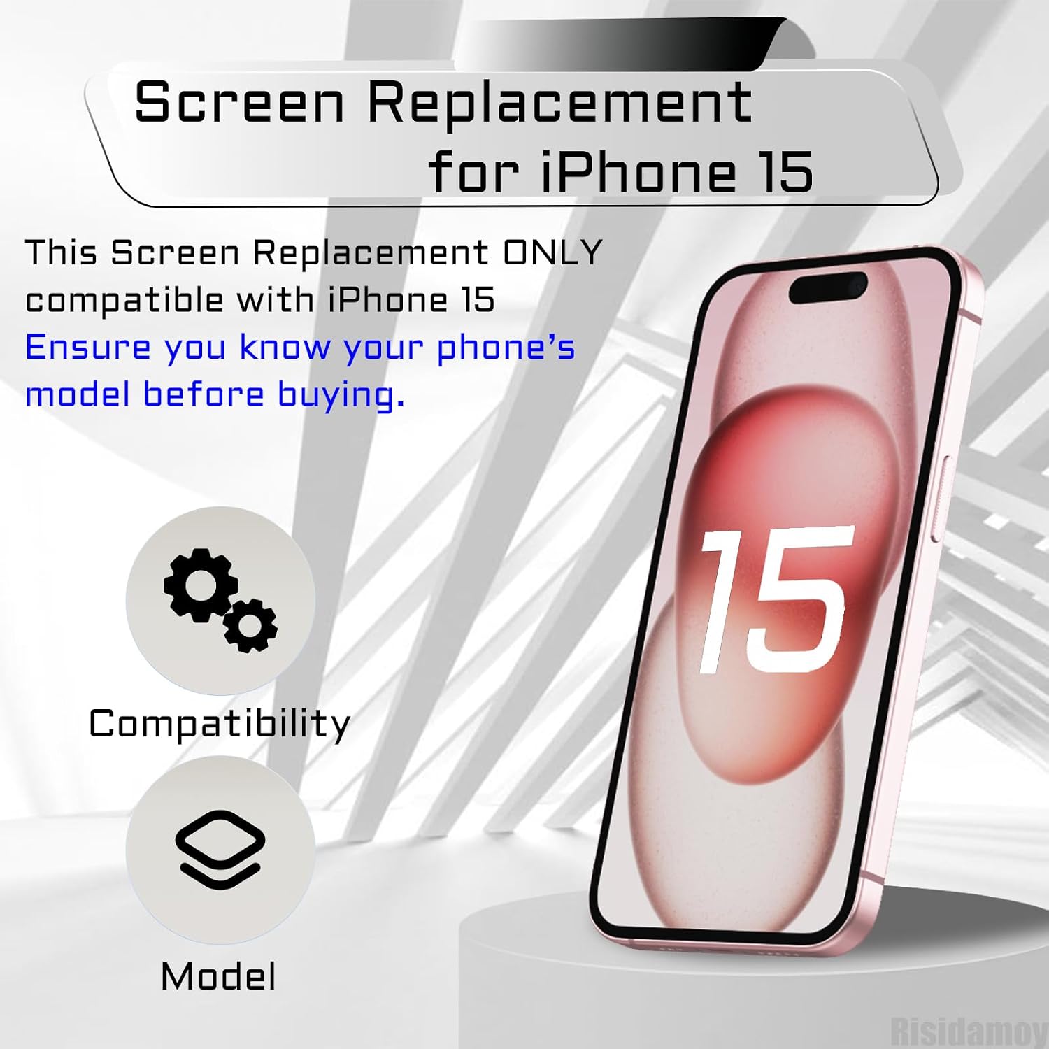 for iPhone 15 Screen Replacement 6.1'' with Earpiece Proximity Sensor LCD Touch Full HD Screen Digitizer Frame Assembly Ambient Light Sensor Tool Kit Fits A3090 A2846 A3089 A3092