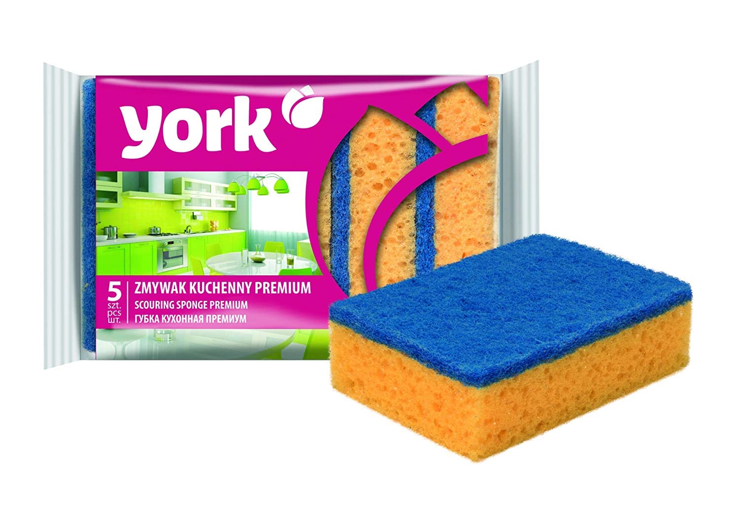 YORK Durable Heavy Duty Premium Non-Scratch Double-Sided Cleaning Scouring Sponge for Kitchen - Multicolor Sponge, Size 10.5x7.5x3 CM, 5 Pcs (Yellow), High-Performance, Gentle on Surfaces (B0BVHWJR6N) Amazon Price History, Amazon Price Tracker