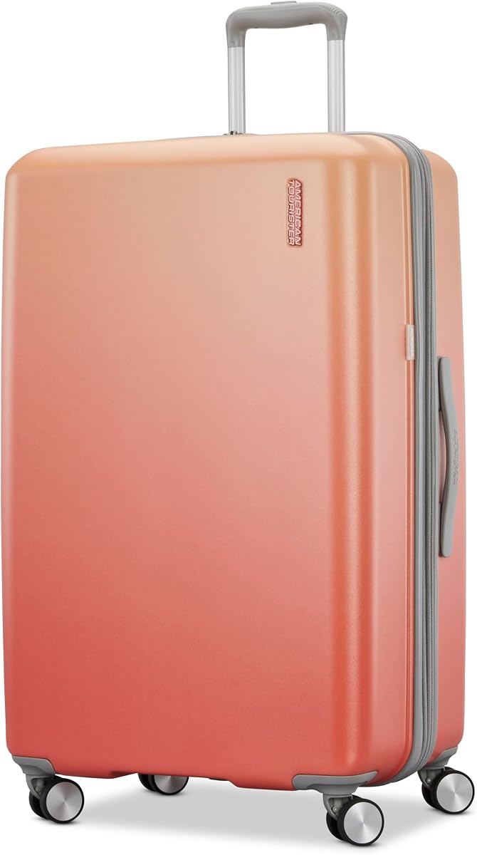 Moonlight II Hardside Ampliable Luggage with Spinner Wheels, Ombre Peach, Large Checked Suitcase 28-Inch