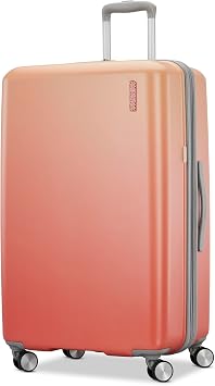 American Tourister Moonlight II Hardside Expandable Luggage with Spinner Wheels, Ombre Peach, Large Checked Suitcase 28-Inch