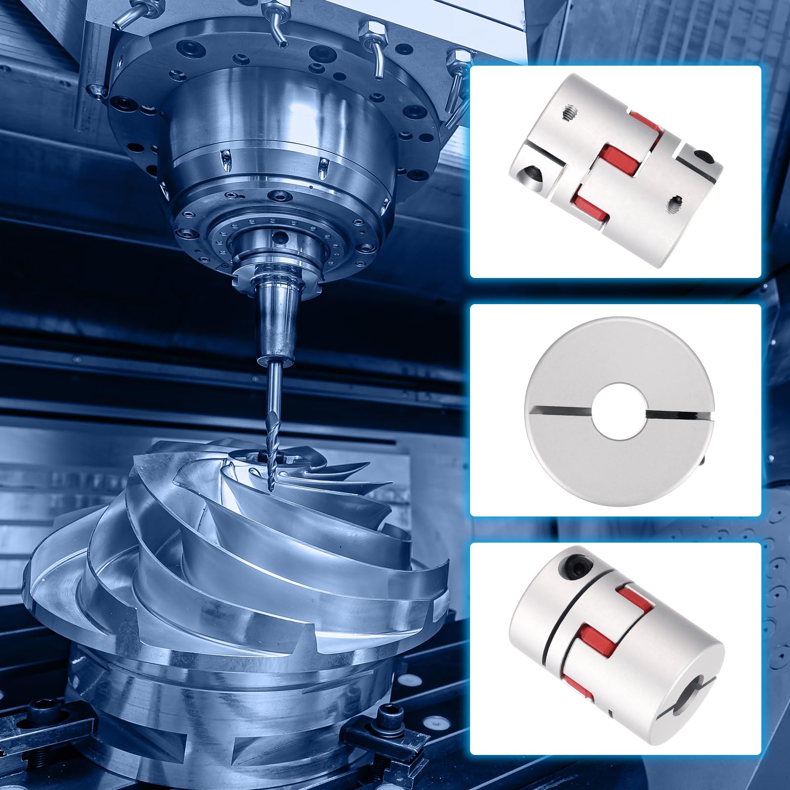 sourcing map Aluminiumwellenkupplung, 10 mm auf 12,7 mm, flexible Spinnenkupplung, L50 mm x D35 mm, Kupplungsbacke, Spinnen-Wellen-Gelenkverbinder für 3D-Drucker, DIY-Encoder CNC-Fräsmaschine