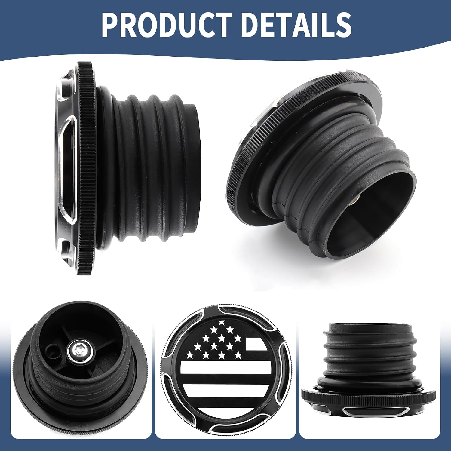 Motorcycle Vented Gas Cap Fuel Tank Cap Fit For Harley 1996-later Touring Road King Street Glide Electra Glide Softail Breakout FXLRS FXBB Dyna Fat Bob (American Flag)