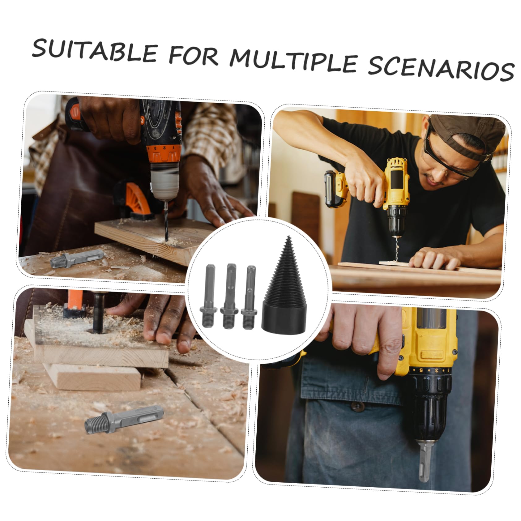 Sosoport Punta per Legno da Ardere in Acciaio, Utensile per Spaccalegna Elettrico, Nero, Resistente Agli Urti, per Taglio Rapido