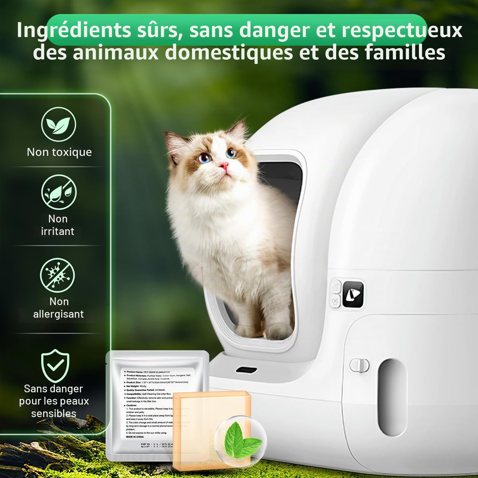 Lot de 6 désodorisants pour litière Pura Max/Pura Max 2 autonettoyant, destructeur d'odeurs N50 pour litière de 76 l, auto-nettoyant, élimine les odeurs, sûr et efficace