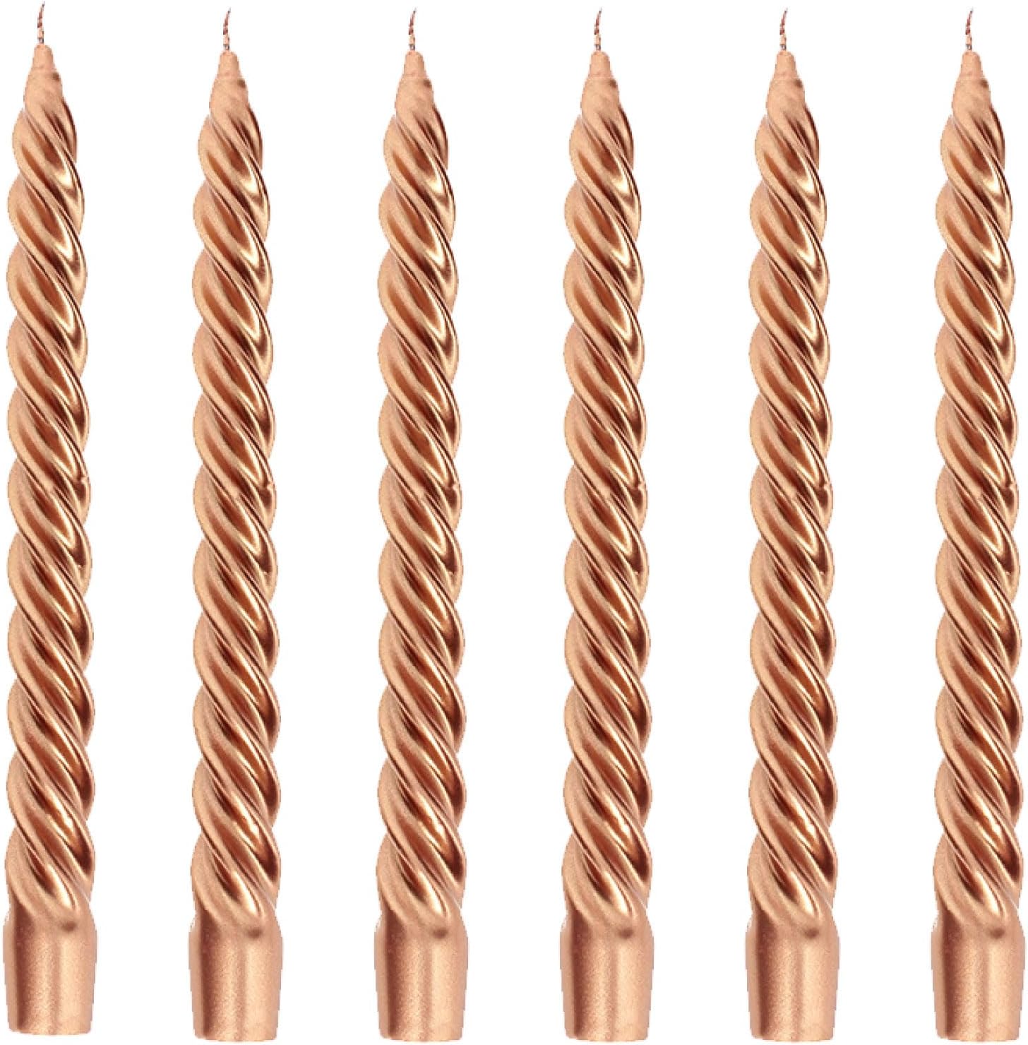 Bougies La Francaise - Coffret of 6 Twisted Candles - Copper Color - Made in Tunisia, +/- 7-Hour Burn Time per Candle - 0.87 x 10 inches
