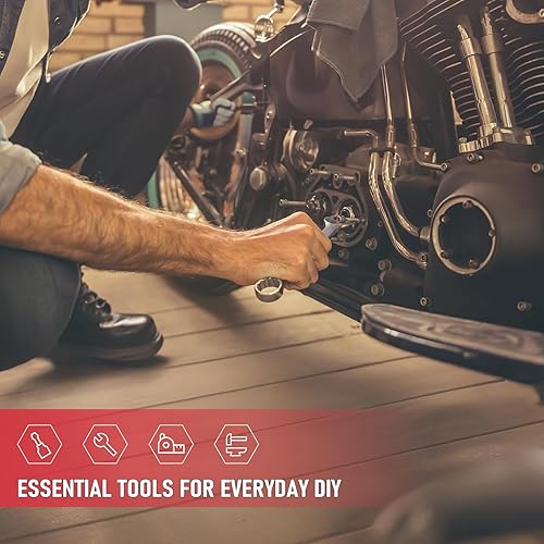 Miniatura 5 de Juego de 191 herramientas para hombres, kit de herramientas para el hogar con estuche de plástico rodante, juego de herramientas manuales mecánicas