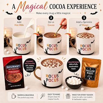 Halloween Hot Cocoa Gift Set with Stoneware Mug & Dark Chocolate Cookies - Chocolate Indulgence!