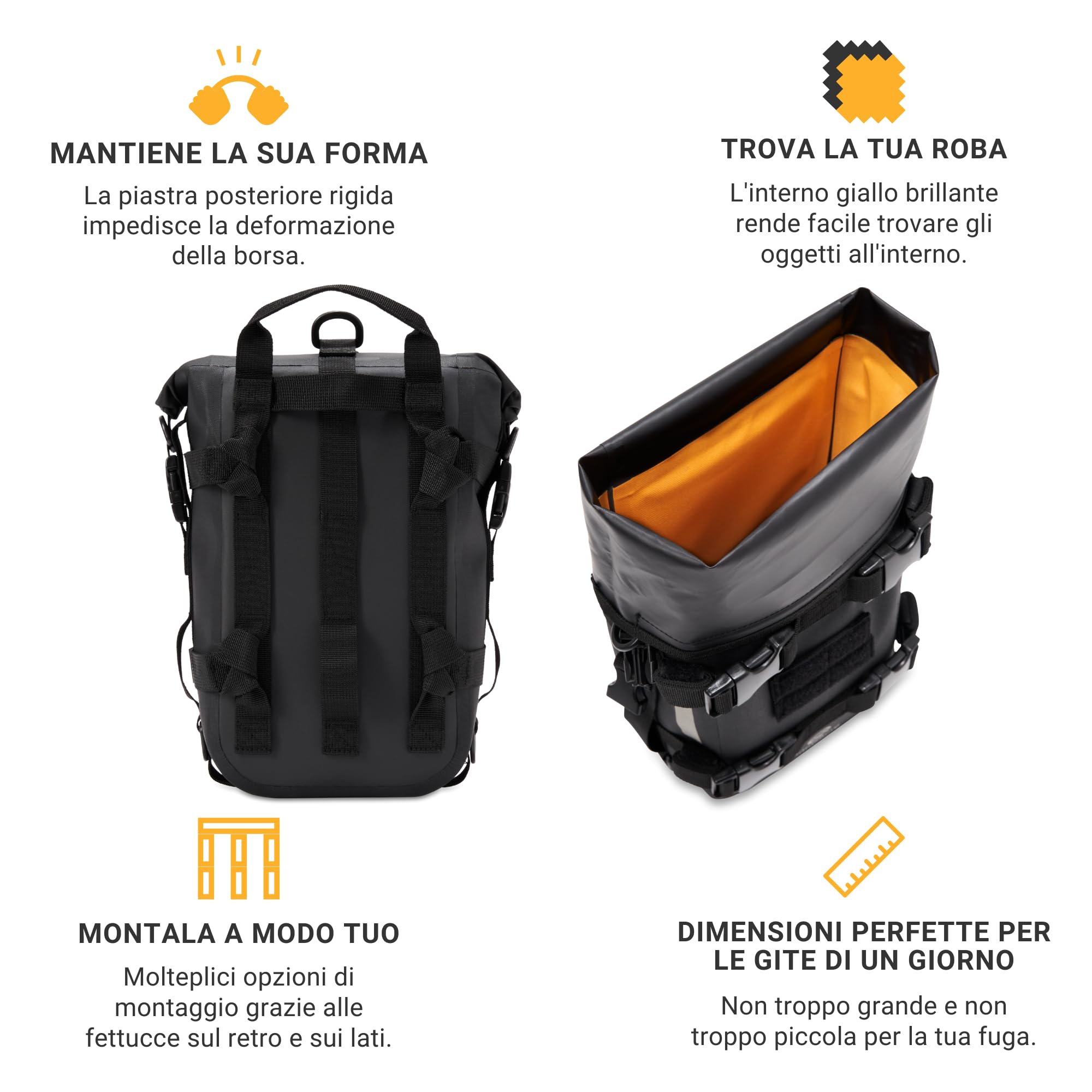Odinsberg 7L Borsa Impermeabile Moto Posteriore Laterale Sella Drybag Rullo Portapacchi