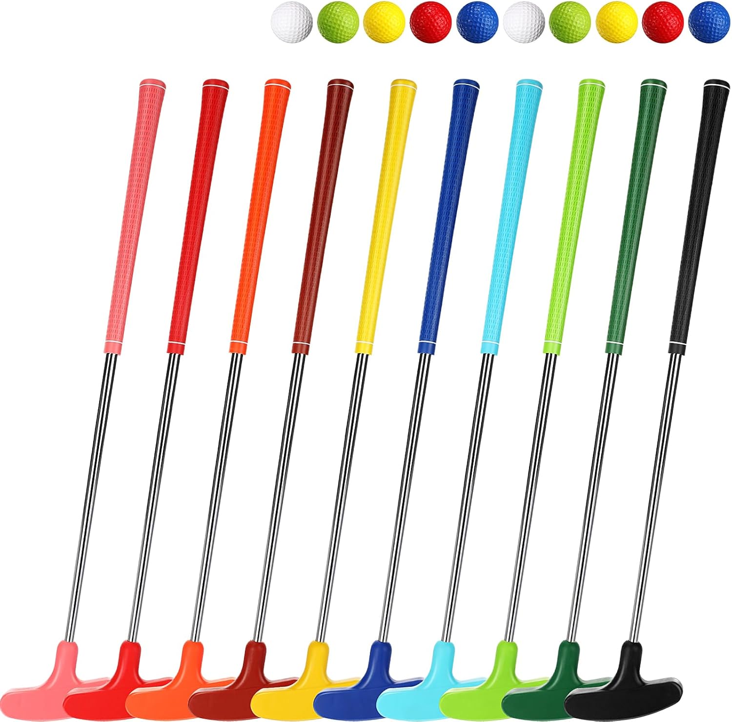Libima 10 Pack Junior Golf Putter Golf Putters Bulk with 10 Practice Golf Balls for Men and Women Two Way Mini Golf Putter for Left and Right Handed Golfers for Kids Teenagers Adult 25 Inch