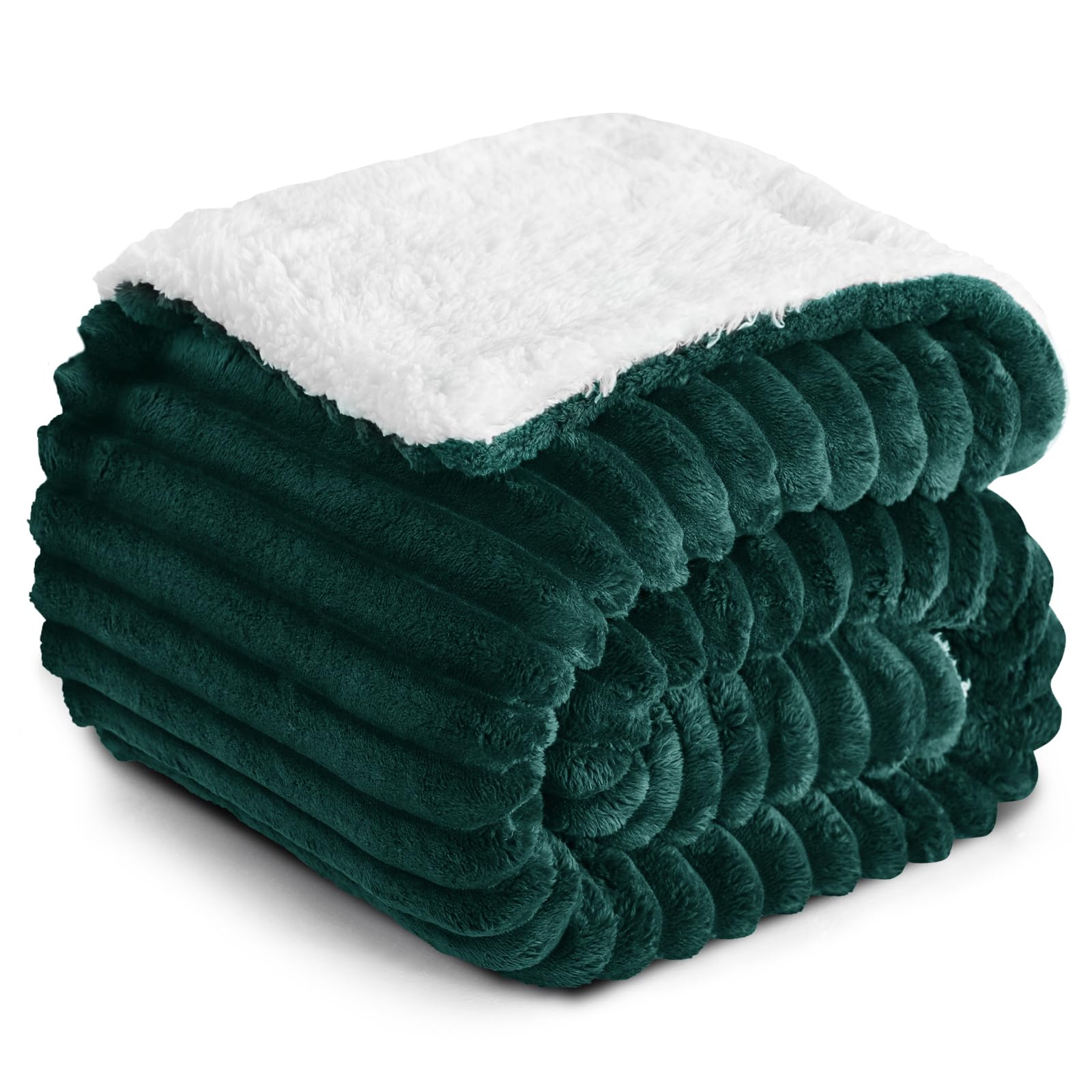 RUIKASI Sherpa Blanket Throw for Sofa Fleece Blanket, 130x150 cm Green โ image 1