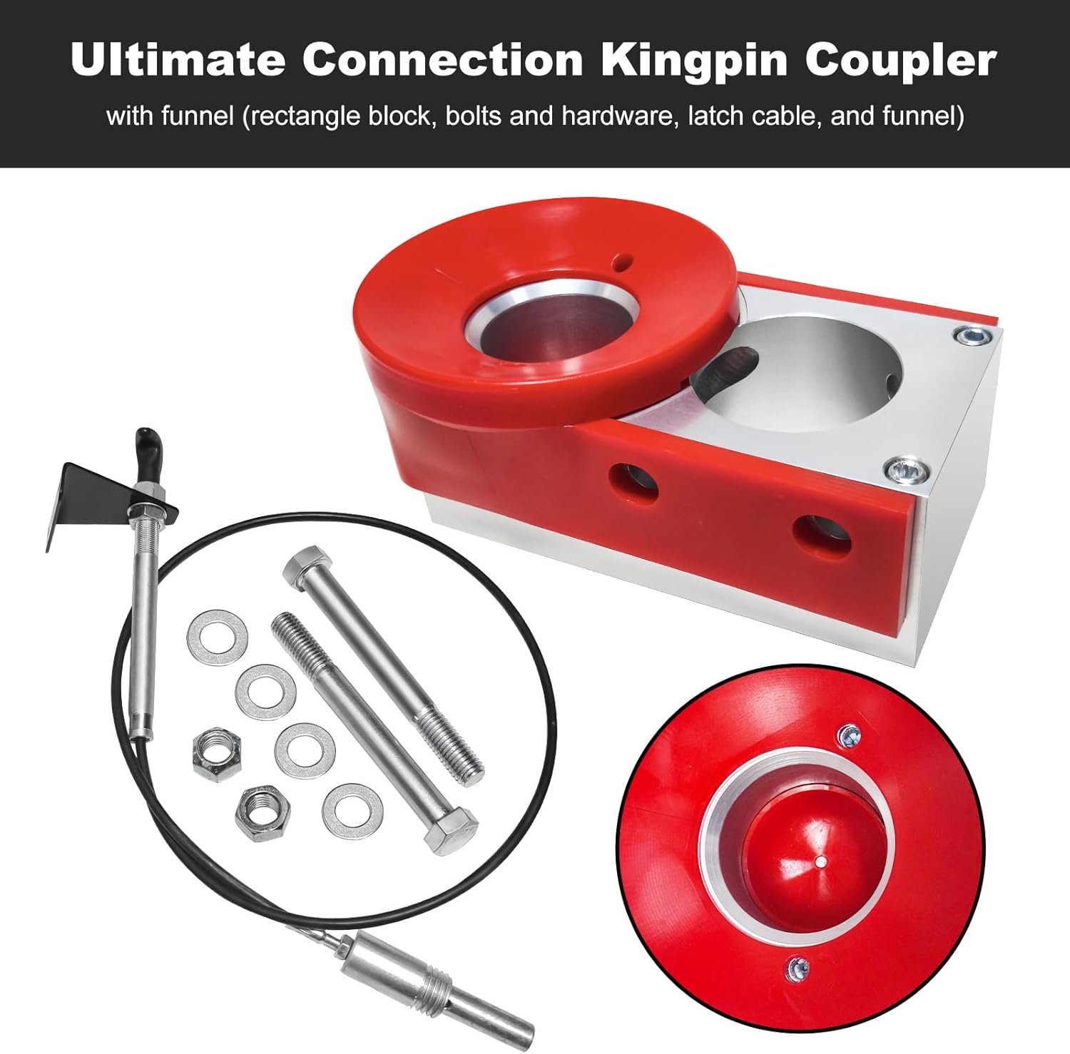 Ultimate 5th Wheel Connection - Andersen Hitches Kingpin Coupler Block 3244 with Ball Funnel Design for Easy Hookup (Set B)