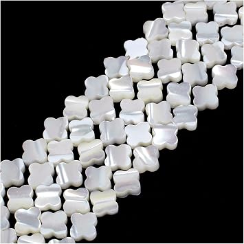 Mother of Pearl MOP Shell 8mm Four Leaf Clover Shape Loose Gemstone DIY Jewelry Making Beads Strand 15.5