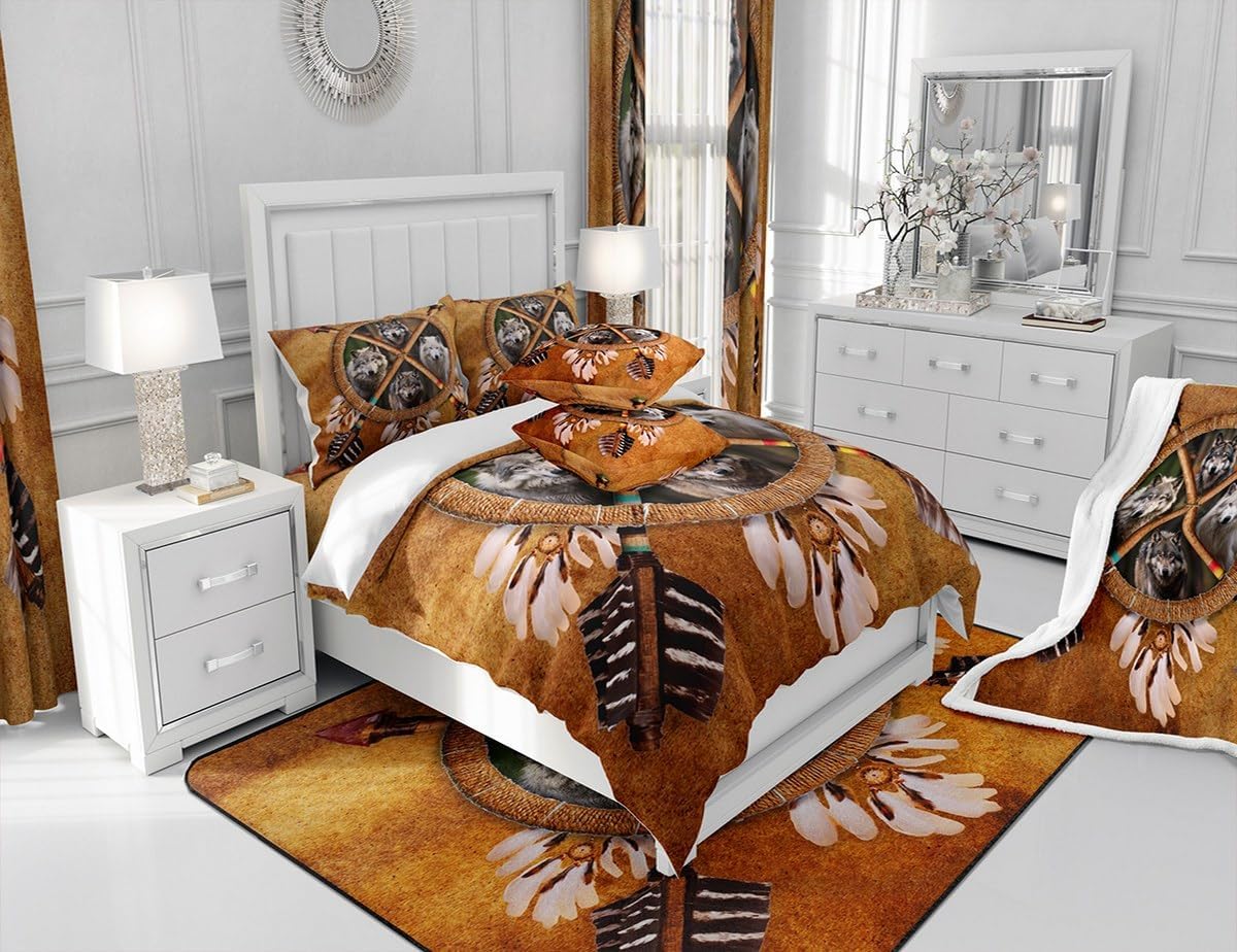 Feelyou Wolf Fleece Throw Blanket Wild West Cowboy Plush Blanket for Kids Teens Adults Brown Sherpa Blanket Wildlife Fuzzy Blanket for Sofa Bed Couch Room Decor,Throw 50x60 Inches