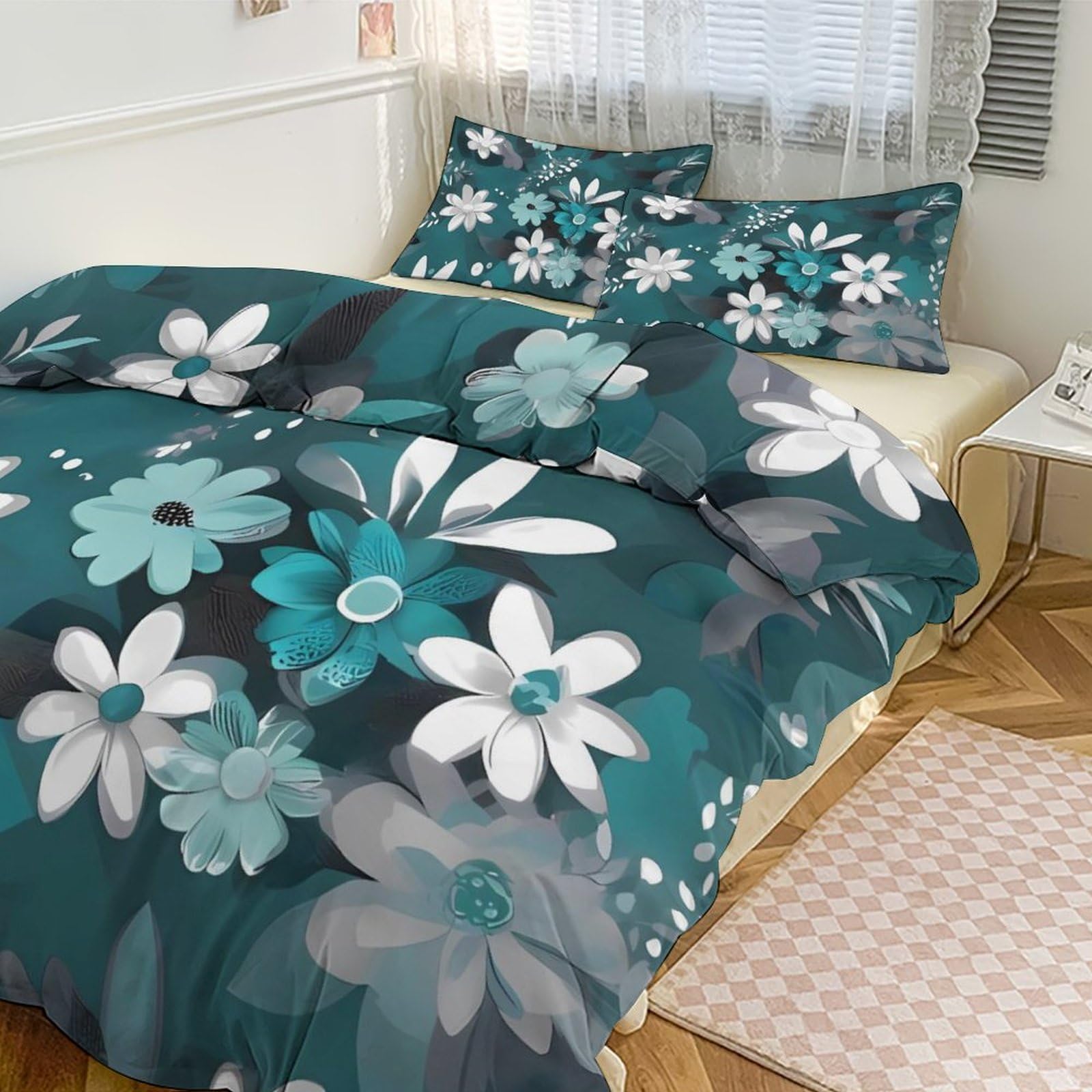 Housse de couette respirante 3 pièces avec 2 taies d'oreiller pour un sommeil frais
