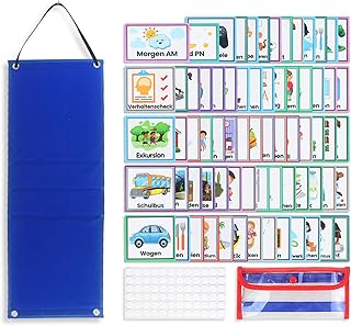 Visual Timetable, Daily Routine Chart For Children, Children Visual Now and Next Board Learning Aids Tool with 70 Visual Schedule Cards, Planner Chart for Preschoolers (German)