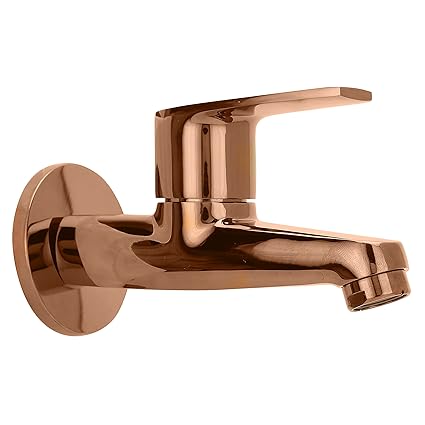 Aquieen PVD Finish Long Body Bib Cock with Wall Flange (Entice Collection) (Rose Gold)