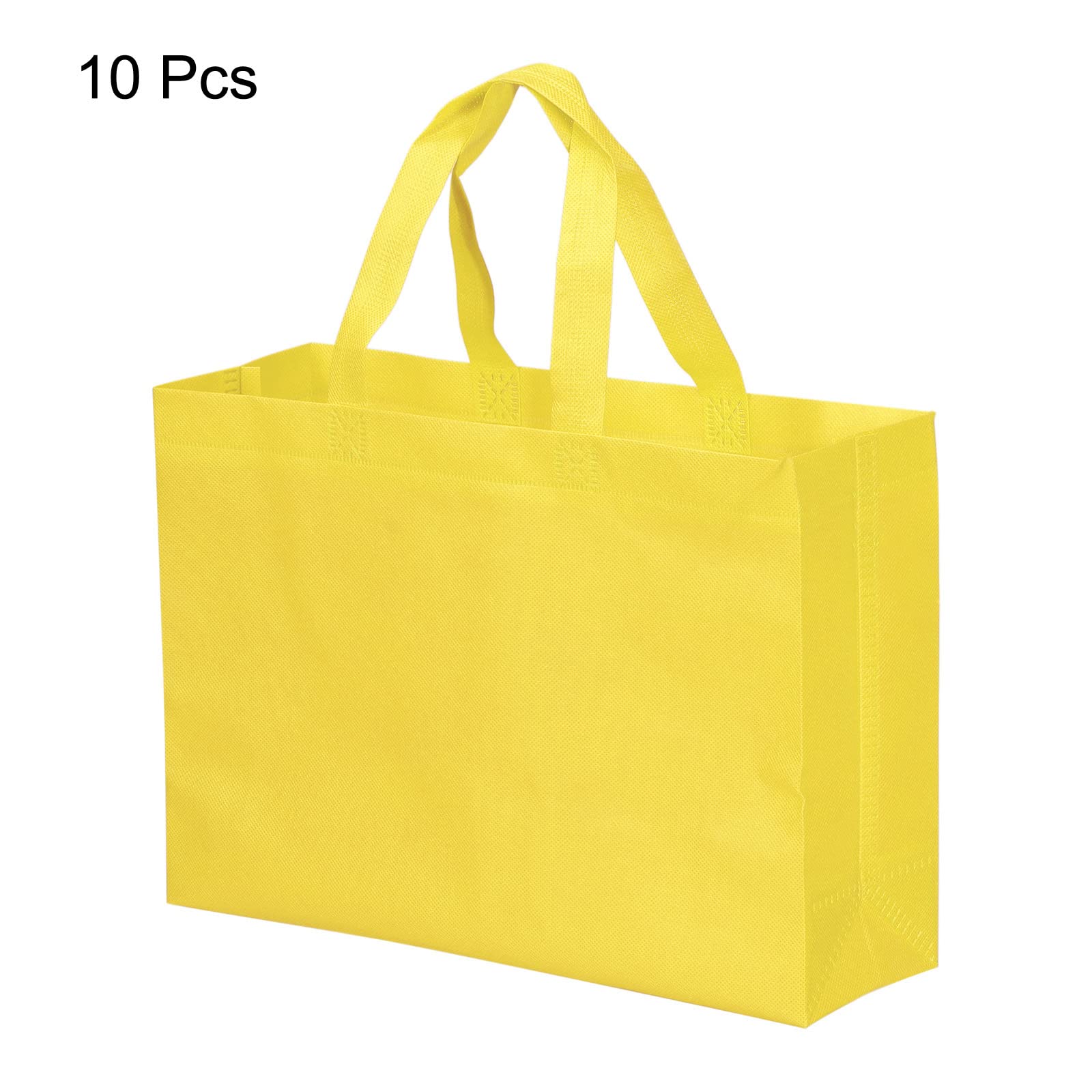 PATIKIL 25x35cm Reusable Gift Bags, 10 Pack Horizontal Style Non-Woven Grocery Tote Bag for Travel Storage Yellow - Image 3