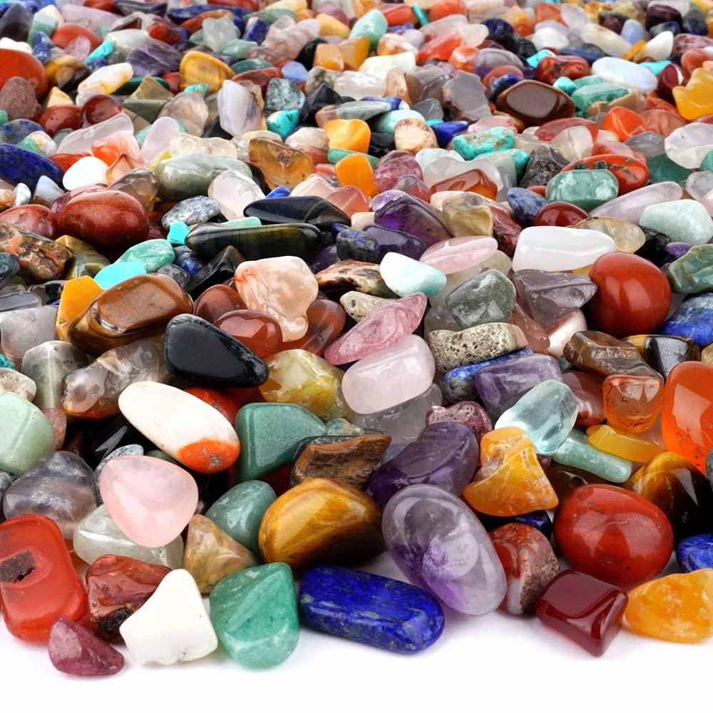 10 kg Wunderstein24 Bunter Trommelstein - Mix Naturform echte Edelstein - Mischung aus aller Welt Ø ca. 10 – 20 mm kleine Heilsteine Sand Mineralien Dekosteine Wassersteine