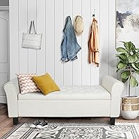 Vista 84 de Babion Banco otomano de almacenamiento con brazos, banco de extremo de cama para dormitorio, banco de almacenamiento con botones para entrada, sala