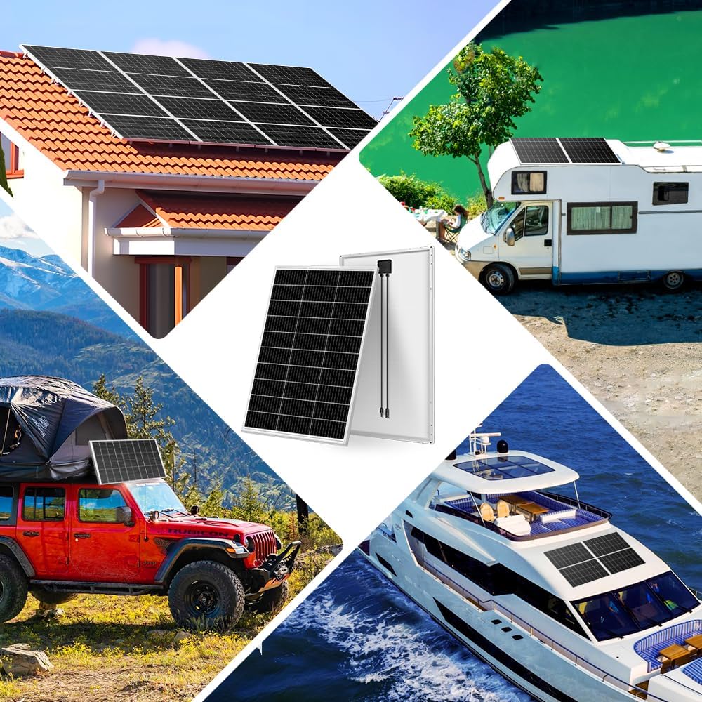 Pannello Solare Fotovoltaico Monocristallino 150W, 12V per Camper, Casa, Baita e Barche, Impianto Energetico con Connettori