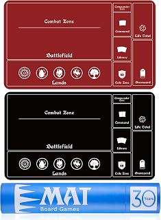 MTG Playmat Stitched with Magic Zones, Game Mats Tabletop 24x14 inch for MTG/TCG Card Battles Commander Deck Gaming Desk Mat Duel Mat Card Gameplay Mats for Beginner (Black & Red)