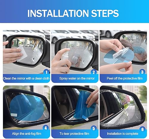 Miniatura 3 de yvshy 2 piezas de película impermeable para espejo retrovisor de automóvil, 3.93 x 5.9 pulgadas, espejo retrovisor de PET de pantalla completa