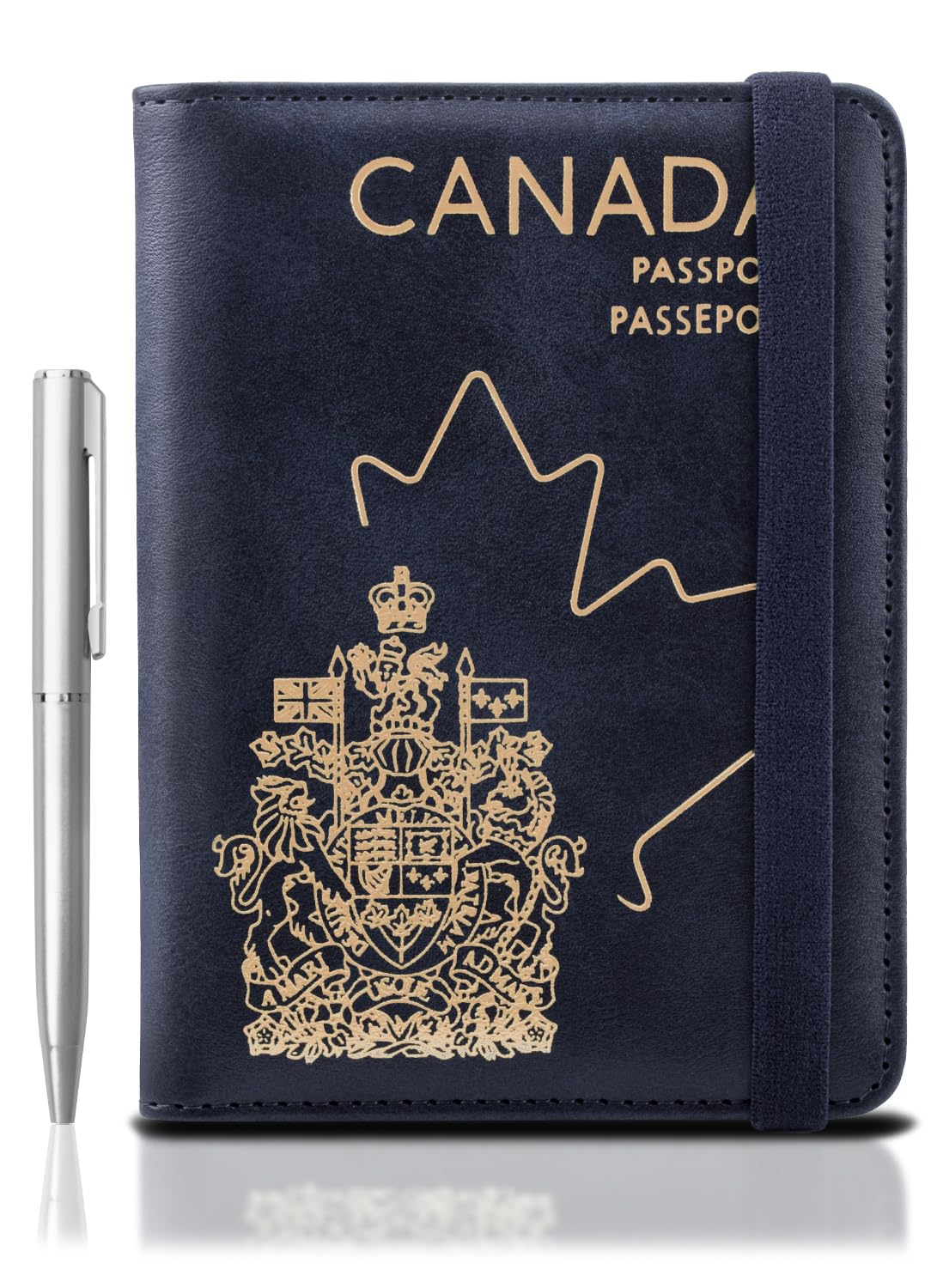 WALNEW Passport Holder with RFID Blocking, Premium PU Leather Travel Passport Wallet Organizer and Cover, Travel Essentials for Flying, Navyblue