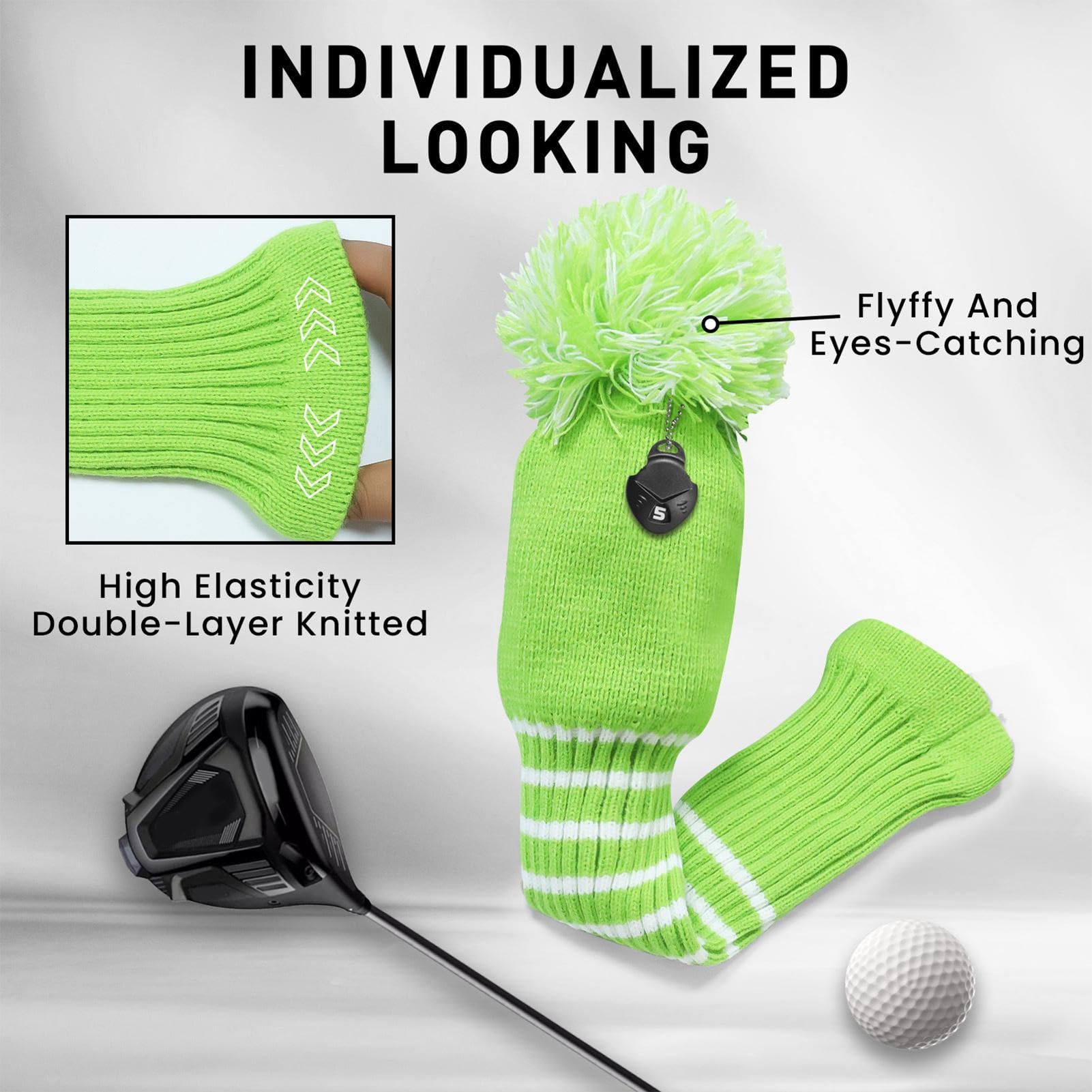 Strickmütze für Golfschläger, Golfschlägerhaube, Golfschlägerhaube, Golfkopfbedeckung, Golfschlägerabdeckungen, lustige Golfschlägerabdeckungen, Golfschlägerüberzüge für Sack