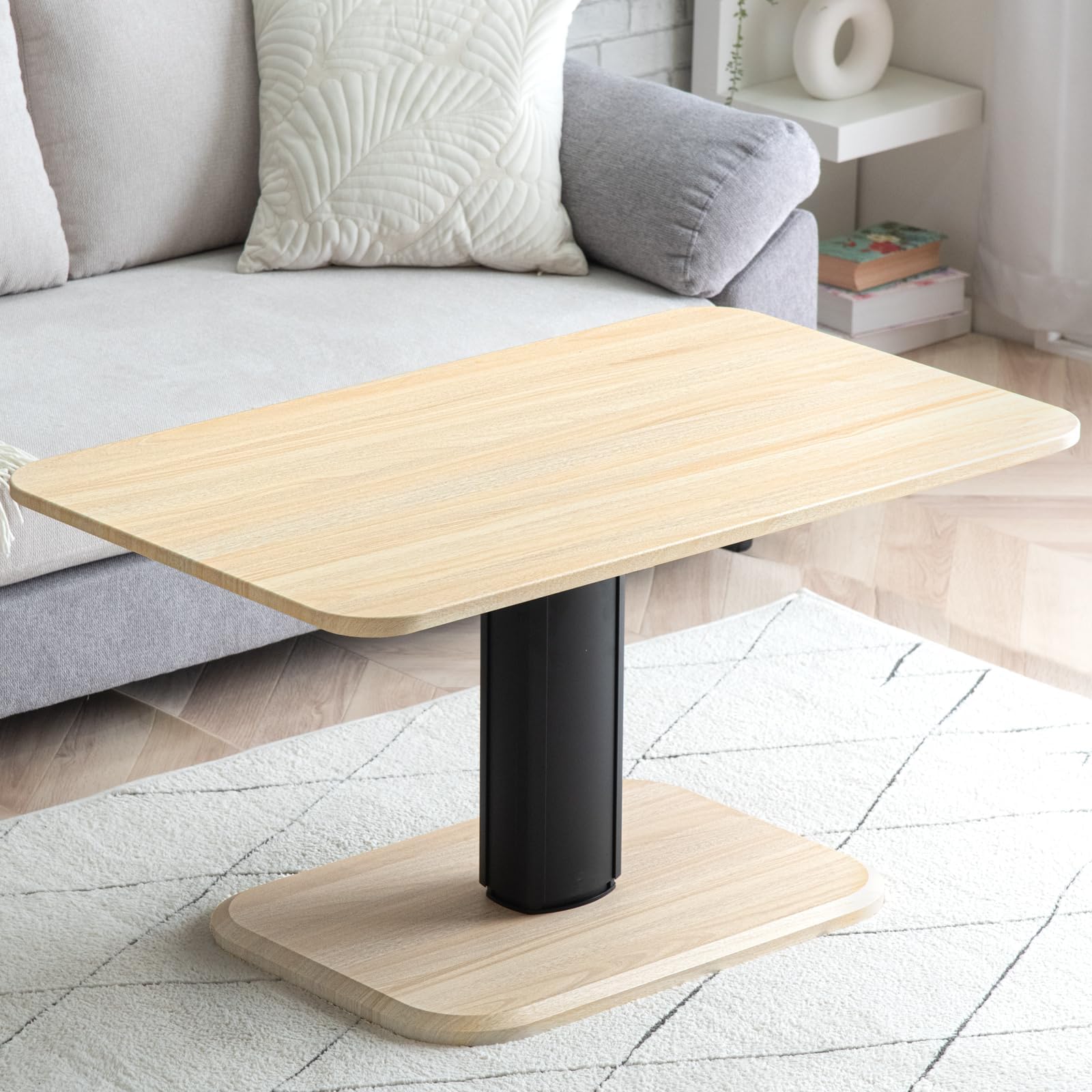 Tansu no Gen Height Adjustable Table, Rectangular, Stepless Height Adjustment, Gas Pressure Type, Compact Dining Table, 100 cm Width, 45400020 (84515)