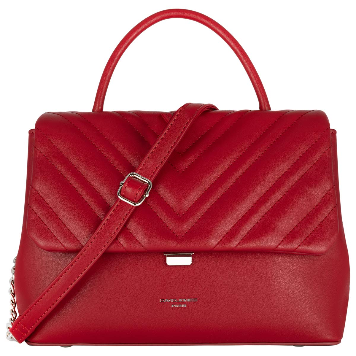 David Jones - Bolso Bandolera Mujer - Bolso de Mano Hombro Piel Cuero PU Acolchado - Satchel Bolsos de Hombro - Mensajero Crossbody Bag - Asa Superior Moda Señora - Rojo