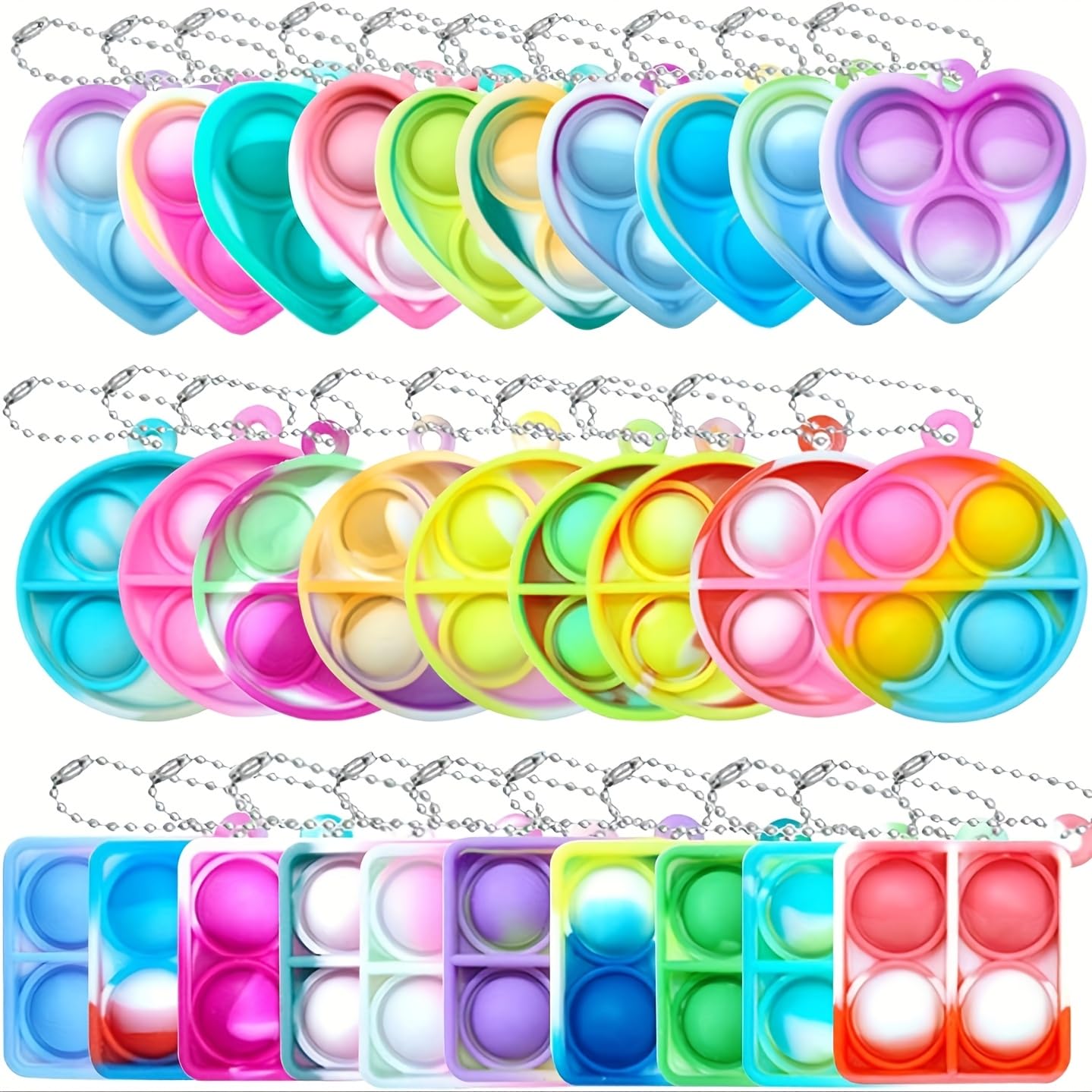 Party bag Fillers for Kids,30PCS Mini pop its Fidget Keyring for Kids Girls Boys Toddlers Christmas Stocking Stuffers Party Favors Gifts Stress Relief