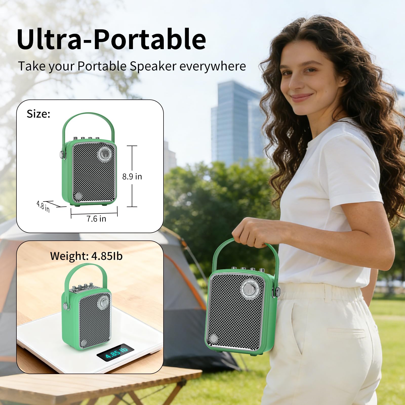 Enceinte Bluetooth rétro portable sans fil haute performance, basses riches, volume puissant, avec caisson de basses, prend en charge DSP et TWS, convient pour la maison, les fêtes et l'extérieur