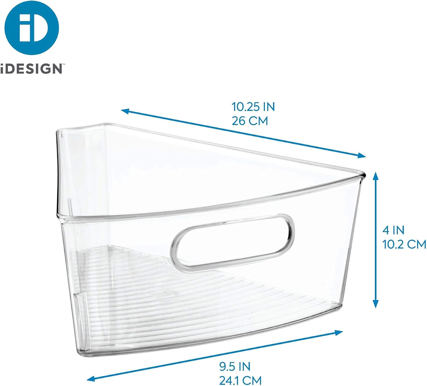 iDesign Plastic Lazy Susan Cabinet Storage Bin, 1/8 Wedge Container for Kitchen, Pantry, Counter, BPA-Free, 10.25" x 9.5" x 4", Clear