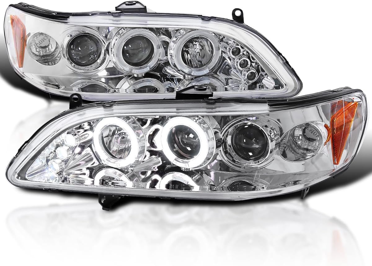 SPEC-D TUNING LED Black Projector Headlight Compatible with 1998-2002 Honda Accord 2/4 Door, Left + Right Pair Headlamps Assembly