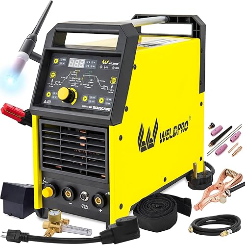 Weldpro TIG Welder AC/DC 200A with Pulse, Aluminum TIG Welder 110V/220V with TIG Torch ACDC TIG/PULSE TIG/SPOT TIG/Stick 6 in 1 Multi-Process Welding Machine with Foot Pedal
