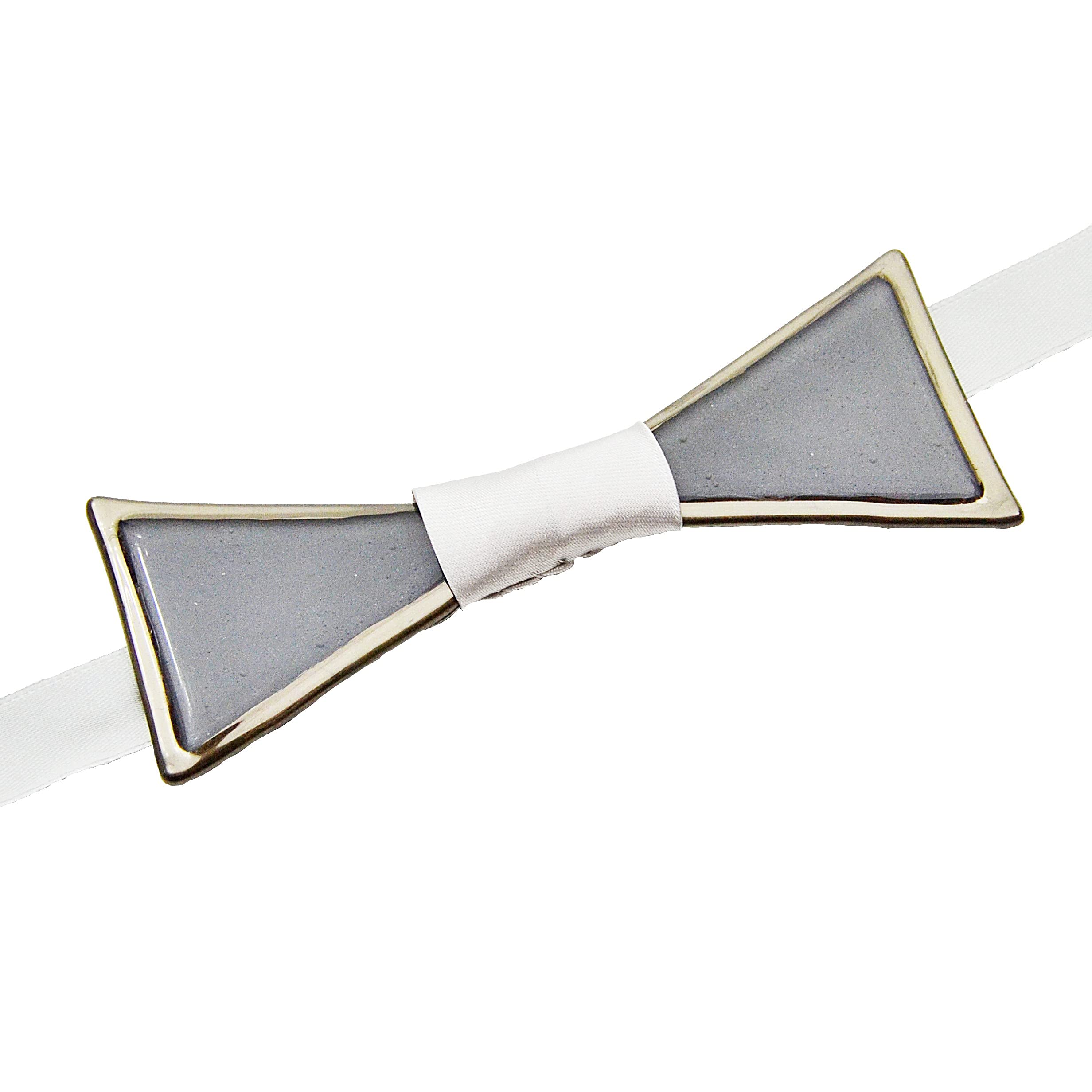 Papillon grigio • Vetro ceco decorato con platino • Nastro di raso • Farfallino fatto a mano
