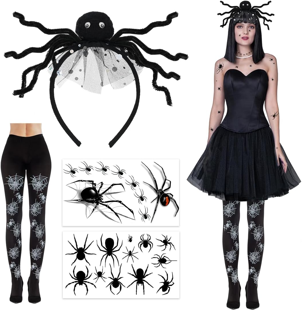 Cerchietti Halloween Ragno E Ragnatela - Set 4 Pezzi Per Costumi Spaventosi E Divertenti - Foto 10