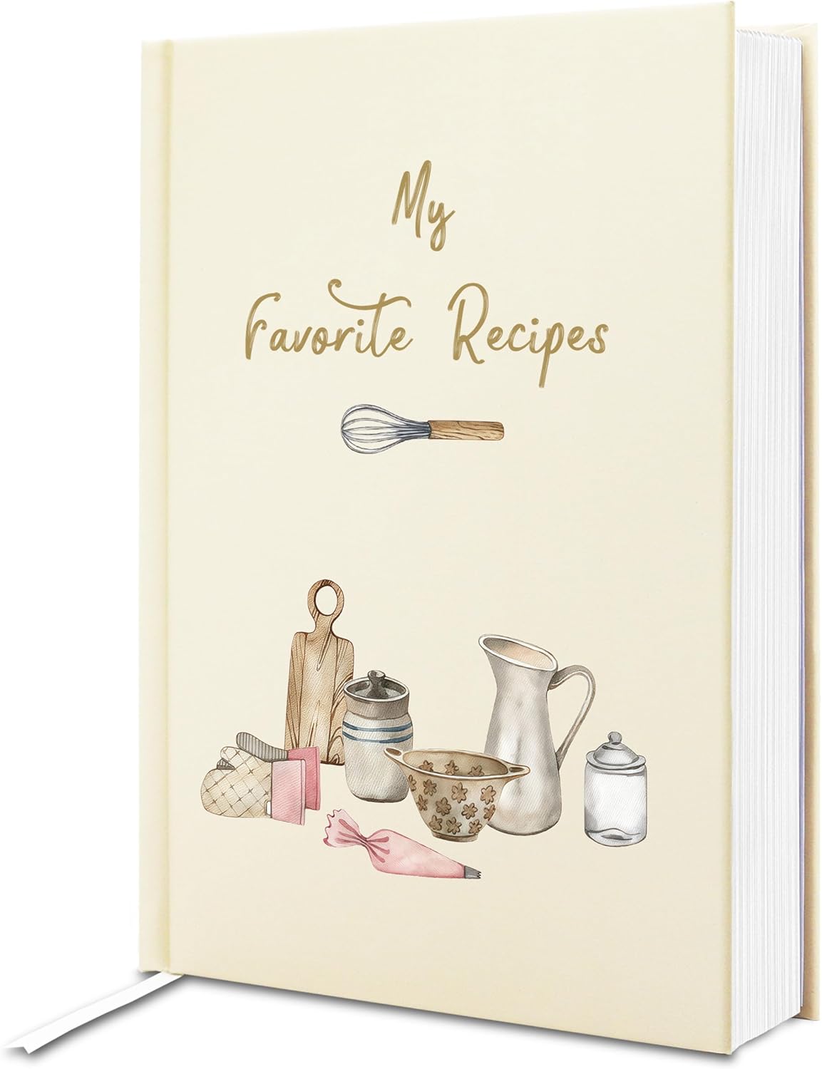 PARISINRAIN Waterproof Hardcover Blank Recipe Book - Sage Green Blush Pink Beige Aesthetic Cookbook Organizer for Home Chefs