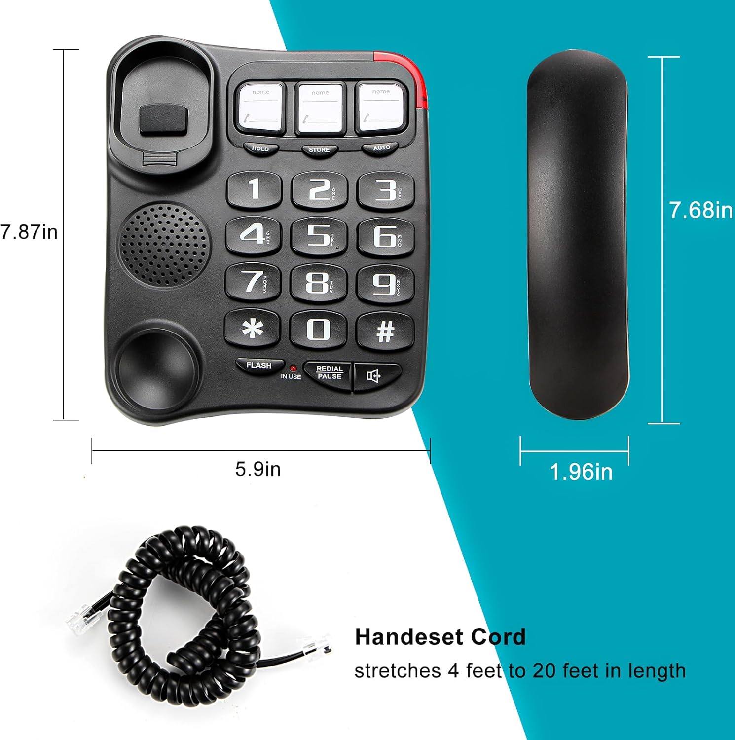 New Multifunctional Desktop Telephone for The Elderly, Equipped with Photo Storage, Quick Dialing, Large Buttons, Volume Control, Large Flash, Extra Long Phone line, Speaker, etc
