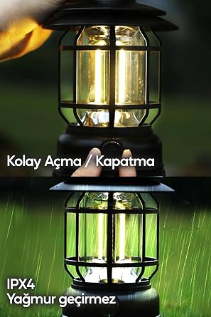 LED Şarjlı Kamp Lambası Işık Dimmer Ayarlı Askılı Portatif Işıldak El Feneri Gece Lamba PR20 (Yeşil) [Enerji Sınıfı A]