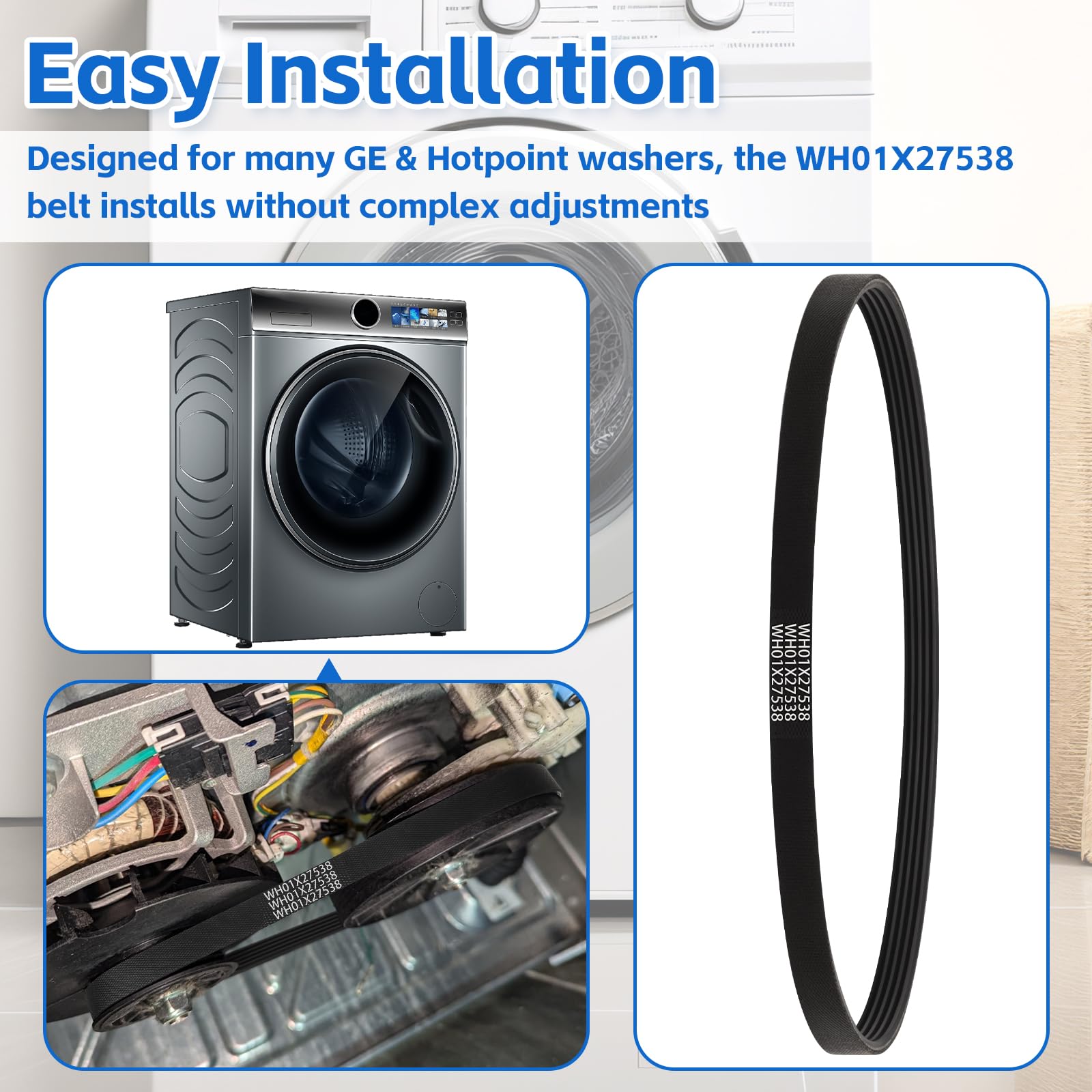 WH01X27538 Washer Drive Belt for GE/Hotpoint Washing Machines — Amazon image 6