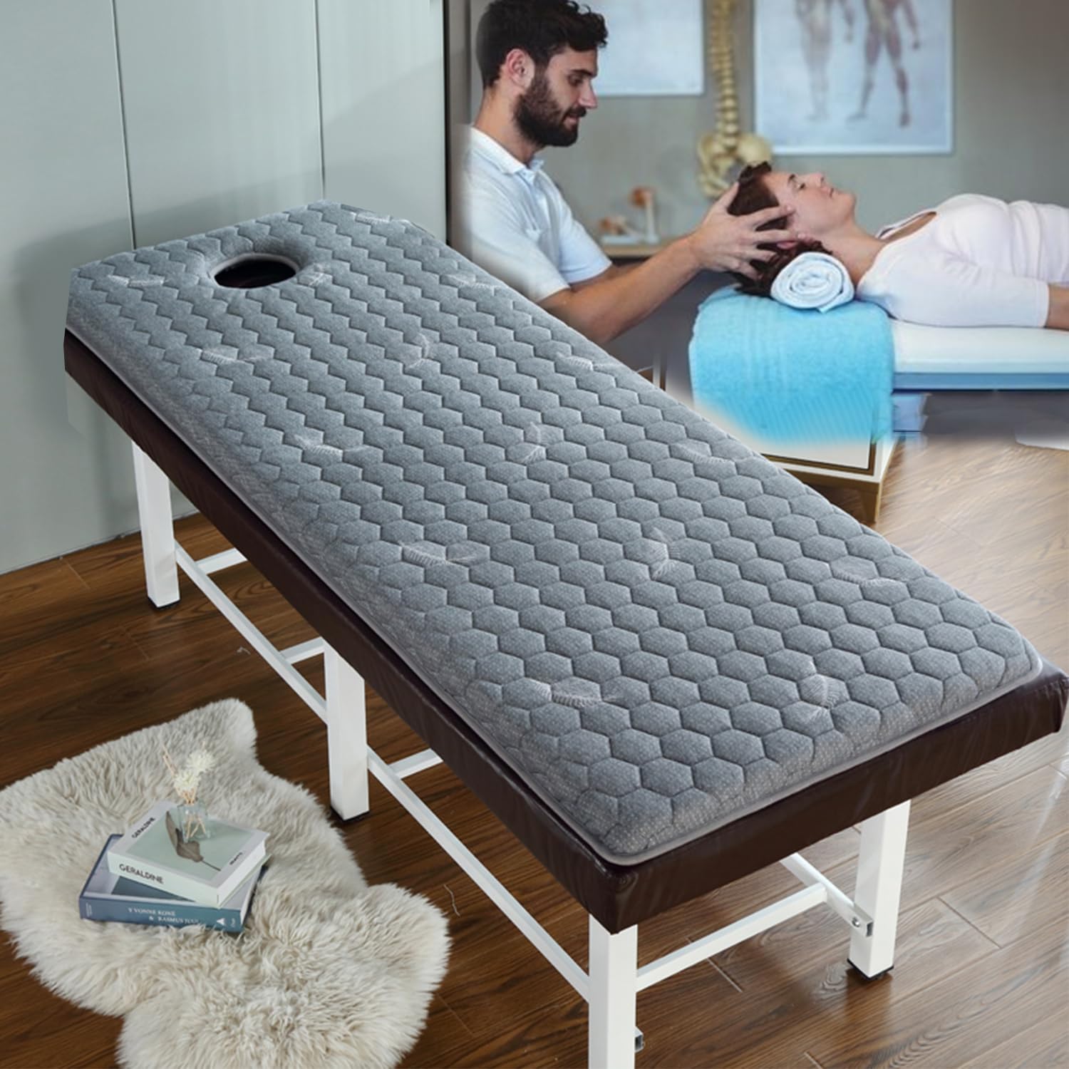 LXJDDLD Beauty Salon Bed Mattress with Breath Hole,Massage Table Lash Bed Mattress Topper Memory Foam,Trapezoidal Head Spa Bed Mattress Pad,without Bed,Style,80x190cm 6cm