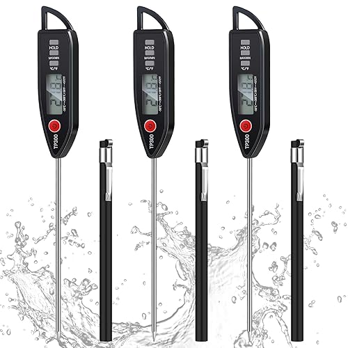 Miniatura 15 de Juego de 6 Termómetros de Cocina Impermeables para Agua, Líquidos, Velas y Carne Digital con Sonda Larga de Lectura Instantánea para Cocina,