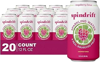 20- Pack of Raspberry Lime Sparkling Water & Real Squeezed Fruit 12 fl oz Can